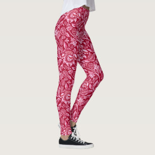 William Morris Sonnenblumen, Burgund und Pink Leggings
