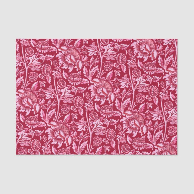 William Morris Sonnenblumen, Burgund und Pink Seidenpapier (Vorderseite)
