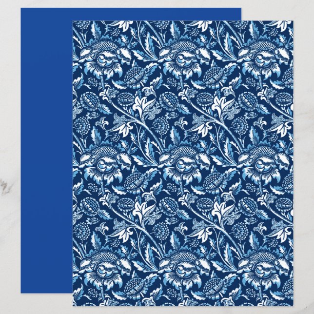 William Morris Sonnenblumen, Dunkelblau und Weiß (Vorne/Hinten)