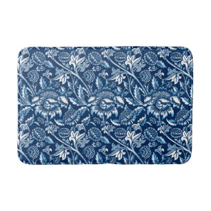 William Morris Sonnenblumen, Dunkelblau und Weiß Badematte