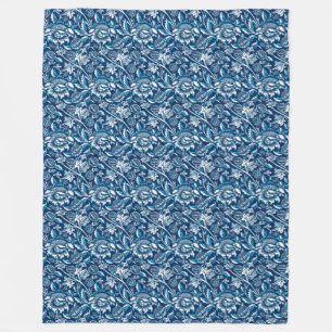 William Morris Sonnenblumen, Dunkelblau und Weiß Fleecedecke