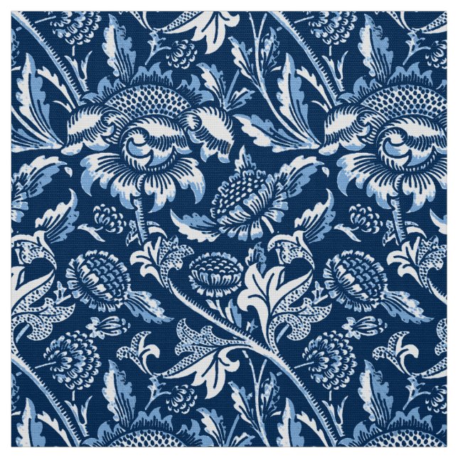 William Morris Sonnenblumen, Dunkelblau und Weiß Stoff (Muster)