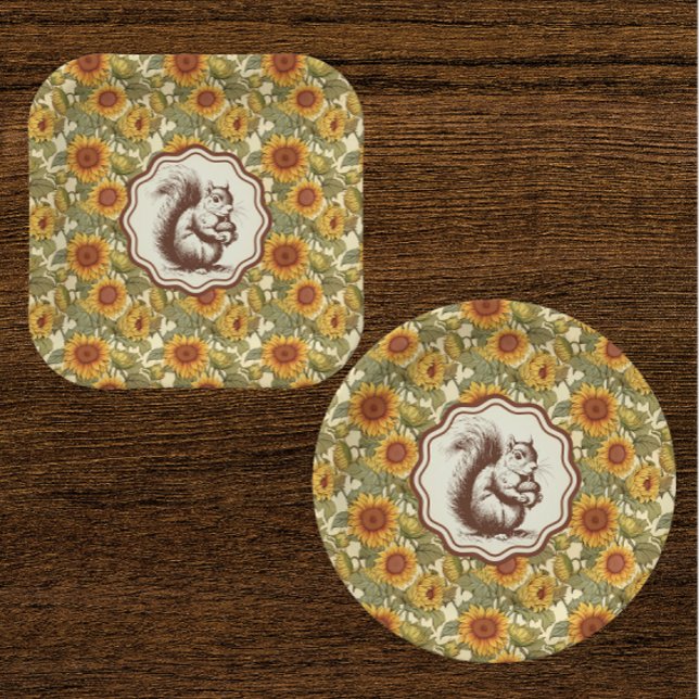 William Morris Sonnenblumen Eichhörnchen  Pappteller (Perfect for a big Thanksgiving dinner!)