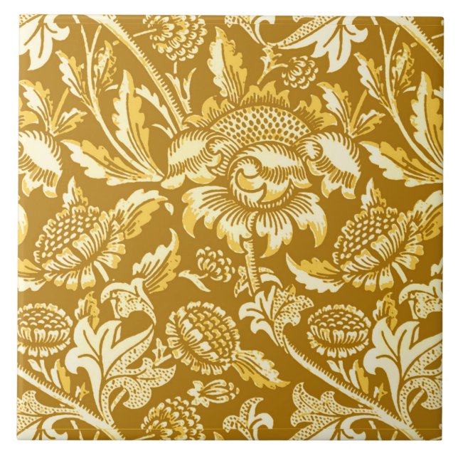 William Morris Sonnenblumen, Mustard Yellow / Gold Fliese (Vorderseite)