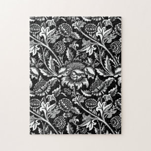 William Morris Sonnenblumen, schwarz, weiß und gra Puzzle