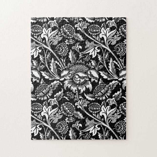 William Morris Sonnenblumen, schwarz, weiß und gra Puzzle (Vertikal)