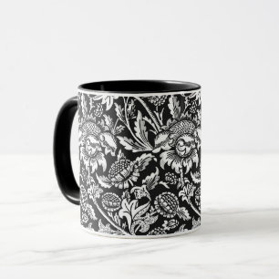 William Morris Sonnenblumen, schwarz, weiß und gra Tasse