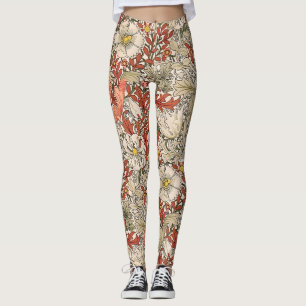 William Morris Spring Compton Blume Vintag Red Leggings