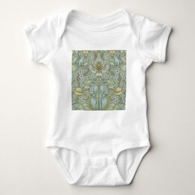 William Morris Spring Thicket: Antique Floral Baby Strampler (Vorderseite)