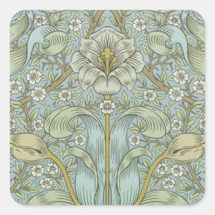 William Morris Spring Thicket: Antique Floral Quadratischer Aufkleber