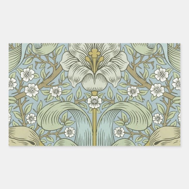 William Morris Spring Thicket: Antique Floral Rechteckiger Aufkleber (Vorderseite)