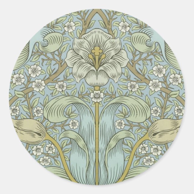William Morris Spring Thicket: Antique Floral Runder Aufkleber (Vorderseite)