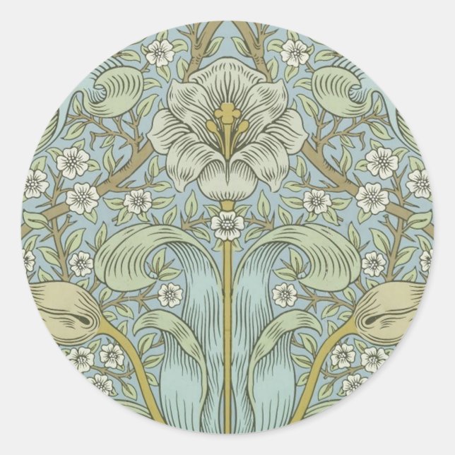 William Morris Spring Thicket: Antique Floral Runder Aufkleber (Vorderseite)
