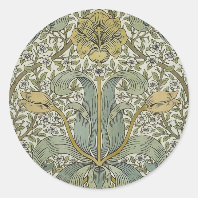 William Morris Spring Thicket Classic Muster Runder Aufkleber (Vorderseite)
