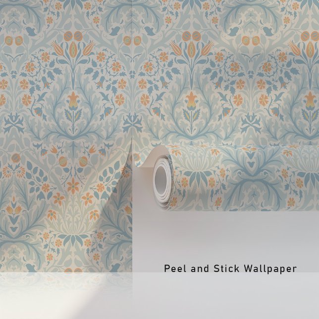 William Morris Spring Thicket - Pastel Blue Peach Tapete (Von Creator hochgeladen)