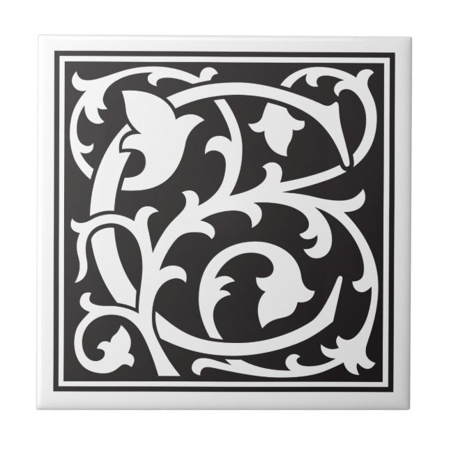 William Morris Stil Anfangsbuchstabe C Fliese (Vorderseite)