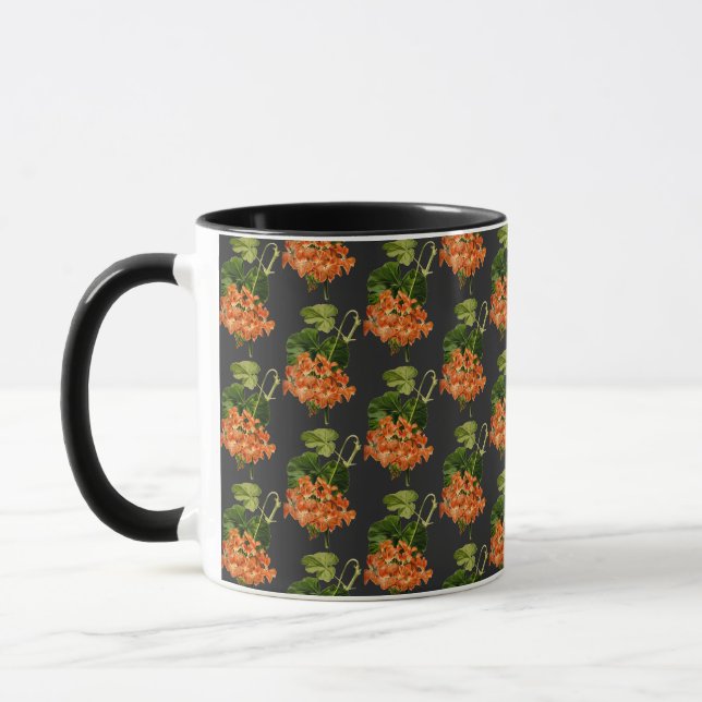 William Morris Stil Botanische Blume Schwarz  Tasse (Links)
