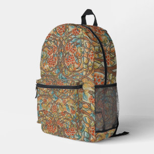 William Morris Stil Cottagecore Eichhörnchen Blume Bedruckter Rucksack
