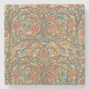 William Morris Stil Cottagecore Eichhörnchen Blume Steinuntersetzer