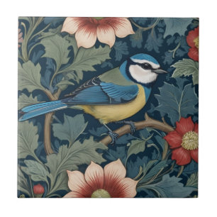 William Morris Stil Direkt gegenüber Bird Blue Tit Fliese