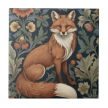 William Morris Stil Floral Right Facing Fox