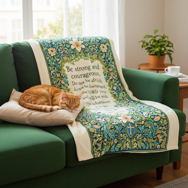 William-Morris-Stil floral und Schrift Fleecedecke (Von Creator hochgeladen)