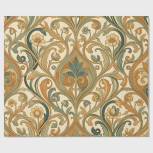 William Morris Stil Goldenes Weinreben-Blumenmuste Geschenkpapier