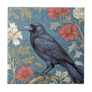William Morris Stil Links gegenüber Black Crow Bir Fliese