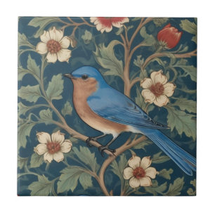 William Morris Stil Links gegenüber Bluebird Bird Fliese
