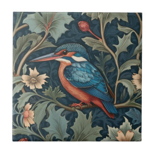 William Morris Stil Links gegenüber Kingfisher Bir Fliese