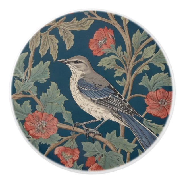 William Morris Stil Links gegenüber Mockingbird Bi Keramikknauf (Vorderseite)