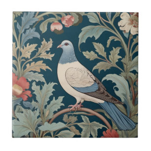 William Morris Stil Links gegenüber Pigeon Bird Fliese