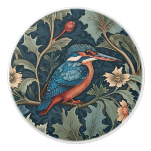 William-Morris-Stil nach rechts gerichteter Eisvog Keramikknauf