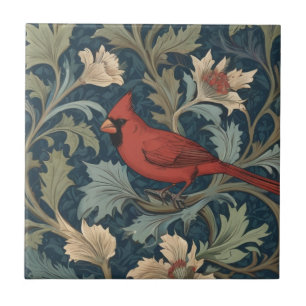 William Morris-Stil Red Kardinal Bird links gegenü Fliese