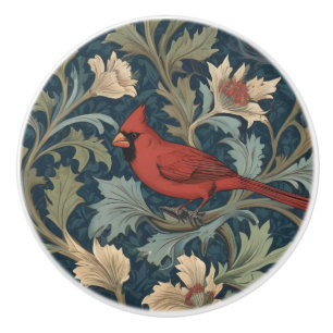 William Morris-Stil Red Kardinal Bird links gegenü Keramikknauf