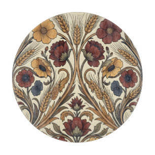 William Morris Stil Rot Gold Weizen Blumenmuster Schneidebrett
