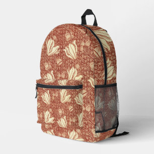William Morris Stil Roter Lilie Blumenmuster Bedruckter Rucksack