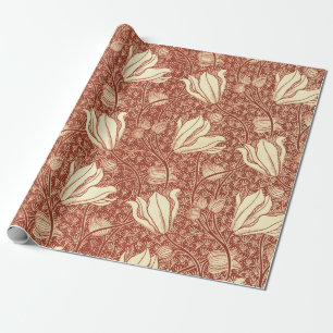 William Morris Stil Roter Lilie Blumenmuster Geschenkpapier