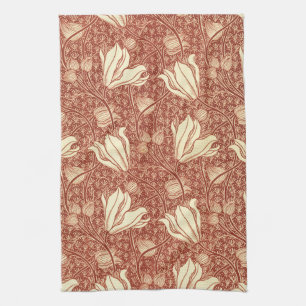 William Morris Stil Roter Lilie Blumenmuster Geschirrtuch