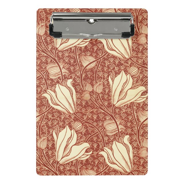 William Morris Stil Roter Lilie Blumenmuster Mini Klemmbrett (Vorderseite)