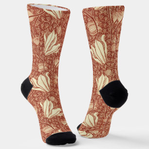 William Morris Stil Roter Lilie Blumenmuster Socken