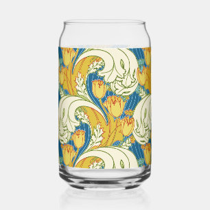 William Morris Stil Türkis & Gold Tulpen Blumen Ku Dosenglas