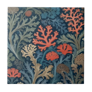 William Morris Stil Unterwasser-Meer-Korallenriff Fliese