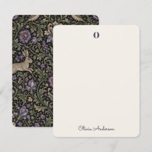 William Morris Stil Vintage Hasen Florale Name Mitteilungskarte