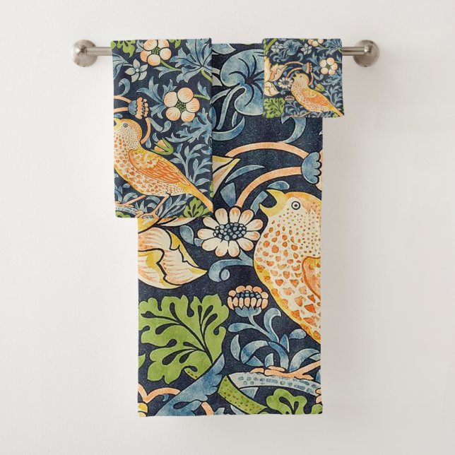 William Morris Strawberry Dieb Blumenmuster Badhandtuch Set (Insitu)