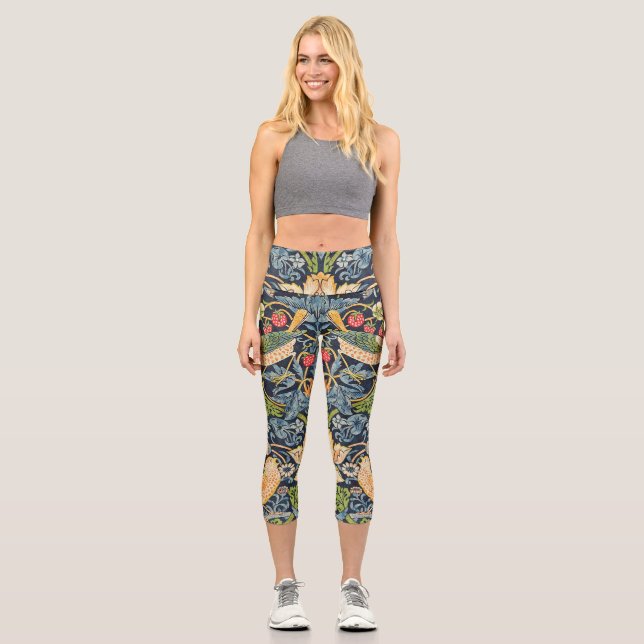 William Morris Strawberry Dieb Blumenmuster Capri Leggings (Vorderseite)