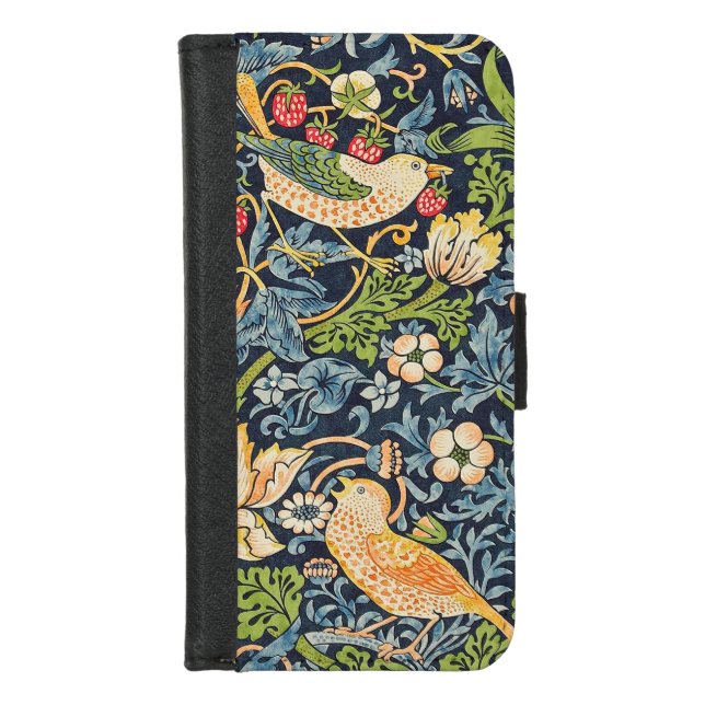William Morris Strawberry Dieb Blumenmuster iPhone Wallet Hülle (Vorderseite)