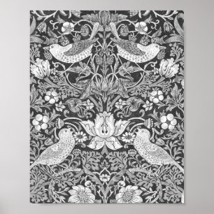 William Morris Strawberry Diief Black and White Poster