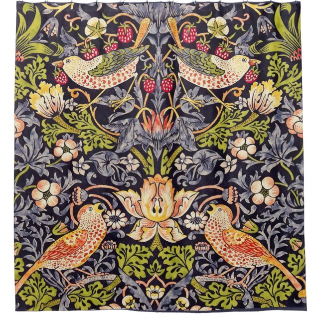 William Morris Strawberry Diief Floral Art Nouveau Duschvorhang (Vorderseite)