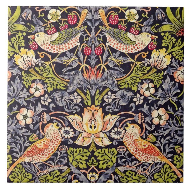 William Morris Strawberry Diief Floral Art Nouveau Fliese (Vorderseite)